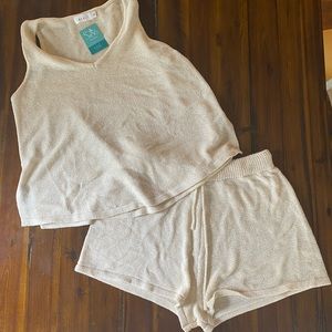 Cream Mable lounge set. M/L. Never worn with tags